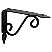 Rei Clásica Escuadra de soporte (L x An x Al: 10 x 14 x 2,6 cm, Carga soportada: 20 kg, Acero, Negro)