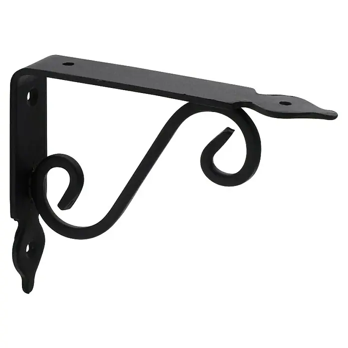 Rei Clásica Escuadra de pared 1477 - L x An x Al: 10 x 14 x 2,6 cm, Carga soportada: 20 kg, Acero - Soporte de estante de metal negro decorativo, ideal para montaje en pared y exhibición elegante.