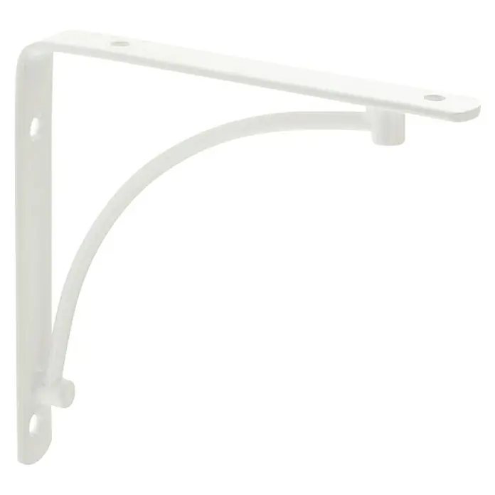 Rei Escuadra de soporte Arch - L x An x Al: 15 x 15 x 2 cm, Blanco - Soporte de estante metálico blanco. Está diseñado para fijar estantes a una pared, proporcionando soporte y estabilidad.