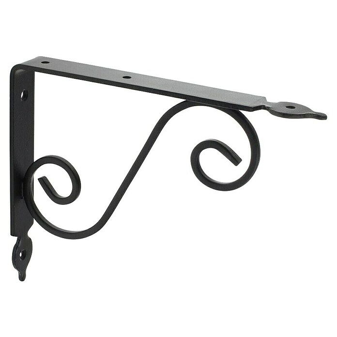 Rei Clásica Escuadra de soporte (L x An x Al: 19,5 x 24 x 3 cm, Carga soportada: 25 kg, Acero, Negro)