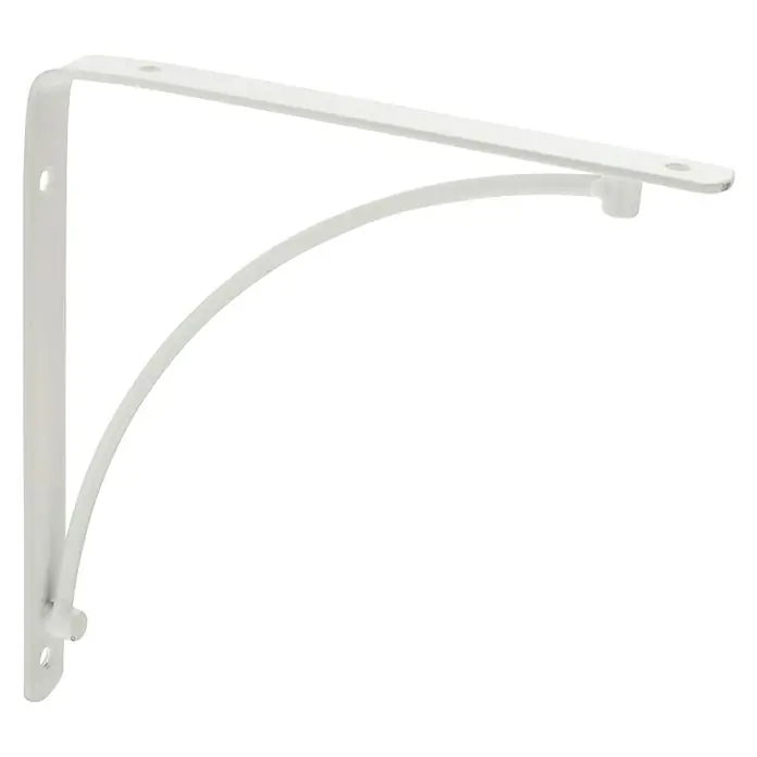 Rei Escuadra de soporte Arch - L x An x Al: 20 x 20 x 2 cm, Blanco - Soporte de estante blanco con un puntal curvo decorativo, perfecto para sujetar estantes y montaje elegante en paredes.