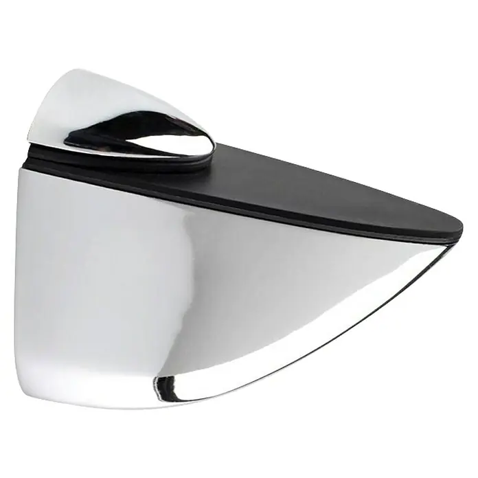 Rei Soporte de pared para estantes 1053 - Cromo, Carga soportada: 40 kg, Apto para: Estantes - Soporte de estante plateado con superficie negra para montaje en pared. Ideal para interiores modernos y presentación elegante de objetos.