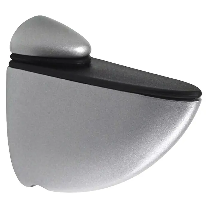 Rei Soporte de pared para estantes 2050 - Carga soportada: 30 kg, Apto para: Estantes, Cromo, Mate, 2 ud. - Primer plano de un elegante soporte de estante plateado, destacando su diseño moderno y funcionalidad, ideal para montaje en pared.