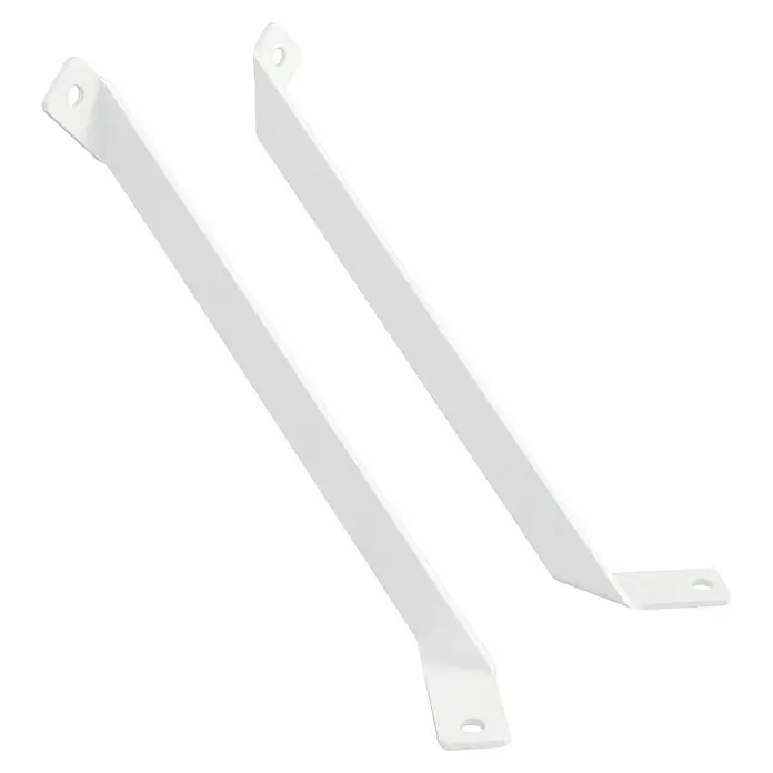 Rei Soporte de estantería recto - L x An x Al: 238 x 38 x 20 mm, Blanco, Carga soportada: 15 kg - Dos soportes angulares blancos en forma de L para estanterías u otras estructuras, que ofrecen estabilidad y soporte.
