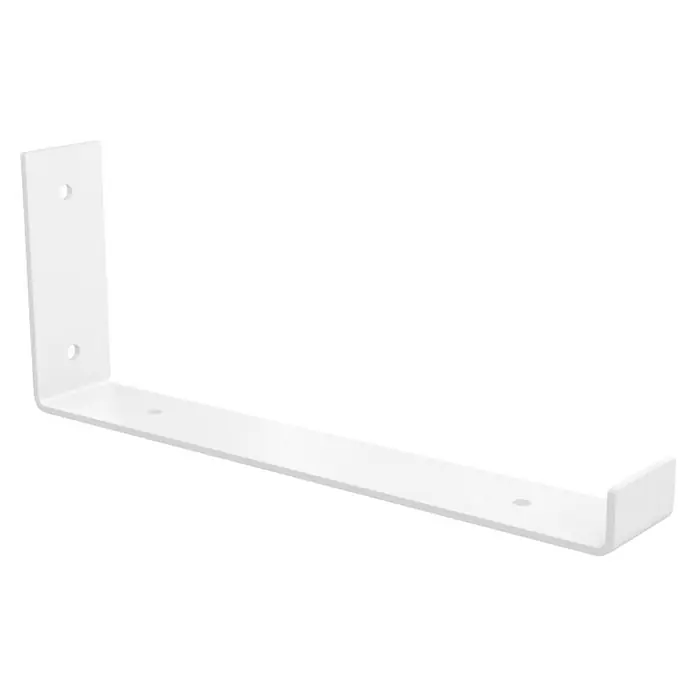 Rei Escuadra de pared lineal - L x An x Al: 261 x 40 x 103 mm, Carga soportada: 25 kg, Blanco - Soporte de estante blanco de alta resistencia para montaje seguro en la pared. Construcción robusta con agujeros pretaladrados para una fácil instalación.