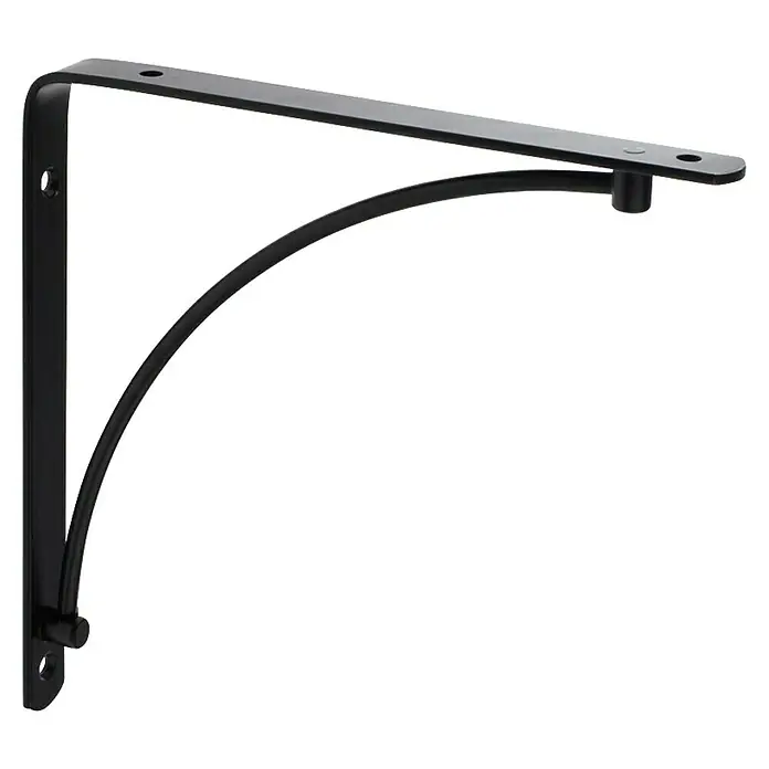 Rei Escuadra de soporte Arch - L x An x Al: 20 x 20 x 2 cm, Carga soportada: 30 kg, Negro - Soporte de estante negro con diseño curvo decorativo y orificios de montaje para una fácil instalación.