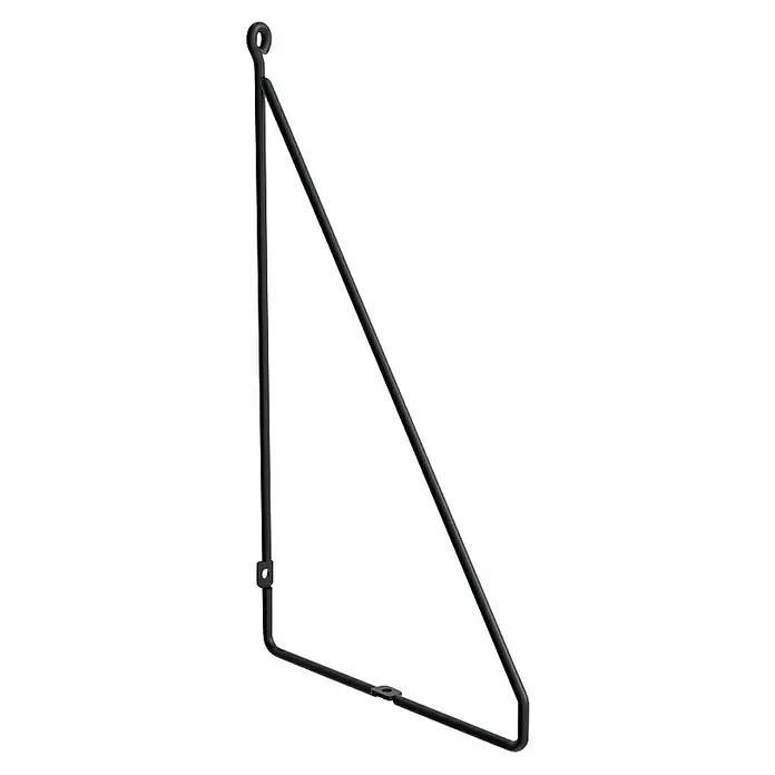 Rei Soporte de estantería Varilla triangular - Ancho: 200 mm, Acero, Negro - Soporte metálico para estanterías, negro, robusto y resistente para estantes de pared. Ideal para espacios industriales o modernos.