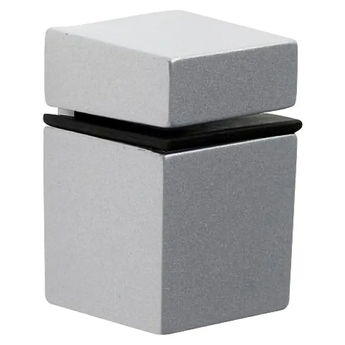 Rei Soporte de pared para estantes 2440 - Carga soportada: 20 kg, Apto para: Estantes, Cromo, Mate, 2 ud. - Soporte de estante de vidrio cuadrado plateado con diseño moderno e interlámina de goma negra para un agarre seguro. Ideal para estantes de pared elegantes.