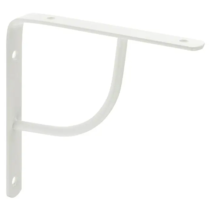 Rei Escuadra de soporte Belly - Blanco, L x An x Al: 15 x 15 x 2 cm - Un soporte de estante blanco y robusto que cuenta con un puntal de soporte curvo, lo que brinda un soporte fiable y un montaje en pared fácil.