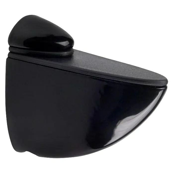 Rei Soporte de pared para estantes Pelican - L x An x Al: 6 x 7 x 2,6 cm, Negro, Apto para: Estantes - Soporte de estante negro y elegante con un acabado brillante diseñado para un montaje mural elegante y un soporte seguro.