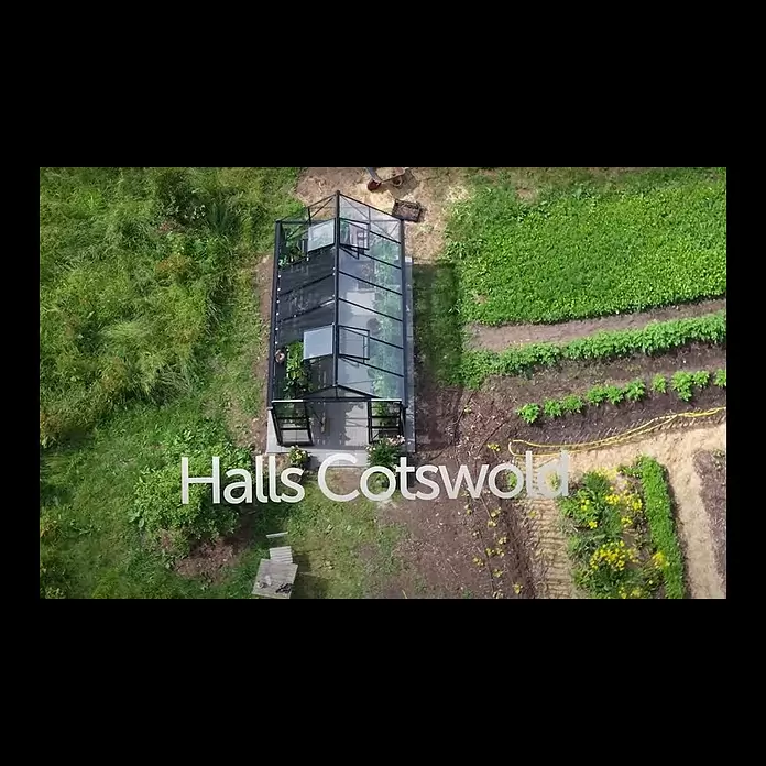 Halls Gewächshaus Blockley 814 - Außenmaß inkl. Dachüberstand (B x T): 256 x 441 cm, Material Seitenwand: Glas, 3 mm, Schwarz - Halls Cotswold  beautiful greenhouses meet English garden tradition