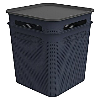 Rotho Aufbewahrungsbox Brisen (L x B x H: 293 x 293 x 330 mm, Kunststoff, Nachtblau, 18 l)
