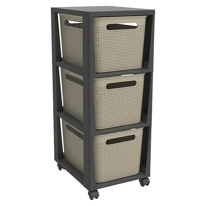 Rotho Aufbewahrungsbox Brisen mit Tower (L x B x H: 366 x 296 x 770 mm, Kunststoff, Cappuccino) | BAUHAUS