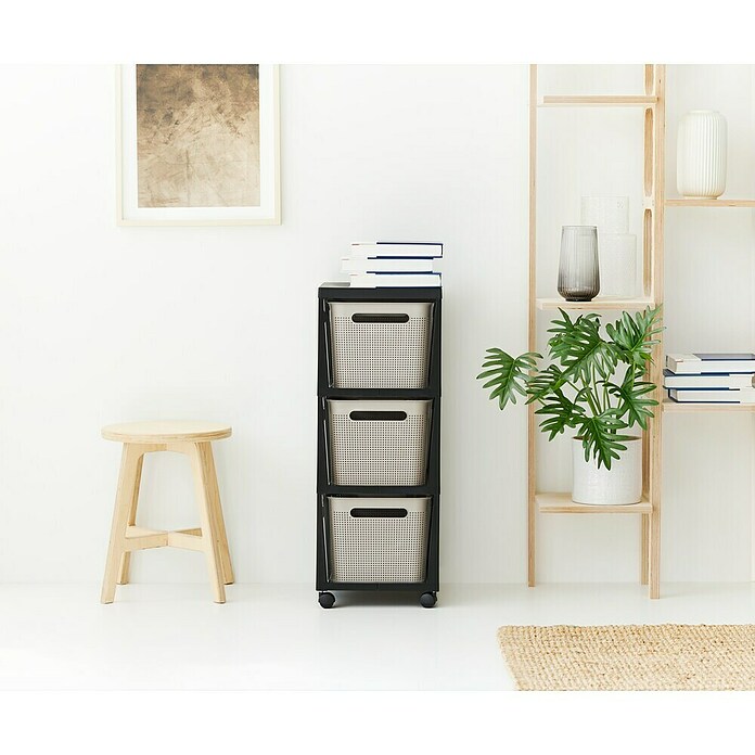 Rotho Aufbewahrungsbox Brisen mit Tower (L x B x H: 366 x 296 x 770 mm, Kunststoff, Cappuccino) | BAUHAUS