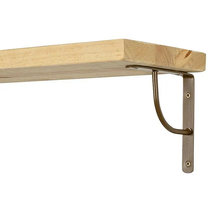 Rei Escuadra de soporte Belly - Blanco, L x An x Al: 15 x 15 x 2 cm - Estante de madera con un soporte de estante color bronce fijado a la pared, ideal para guardar objetos con estilo en la casa.