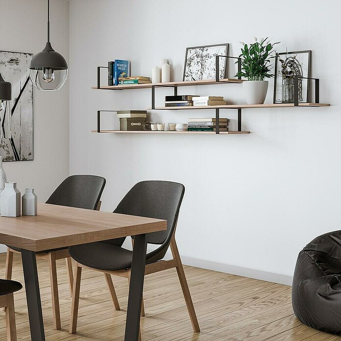 Rei Escuadra de pared recta (L x An x Al: 311 x 211 x 30 mm, Carga soportada: 30 kg, Negro) | BAUHAUS