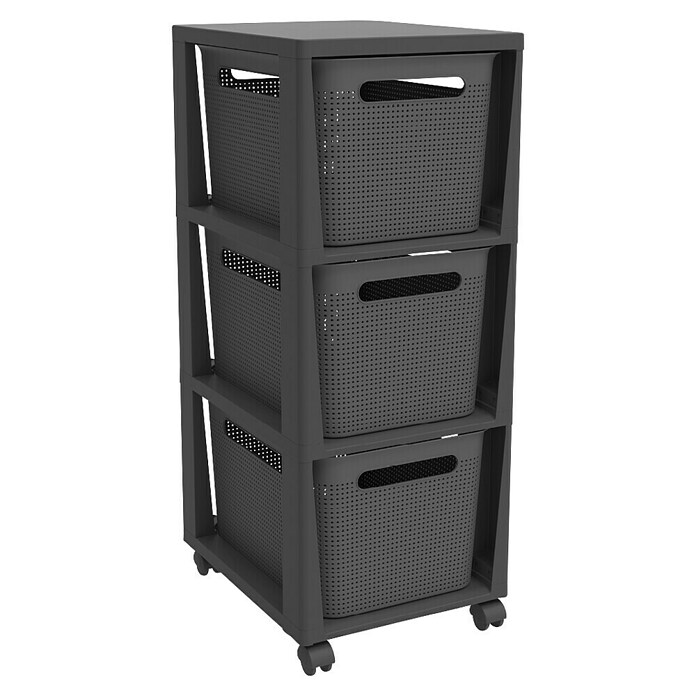 Rotho Aufbewahrungsbox Brisen mit Tower (L x B x H: 366 x 296 x 770 mm, Kunststoff, Anthrazit) | BAUHAUS