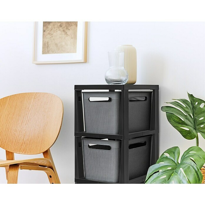 Rotho Aufbewahrungsbox Brisen mit Tower (L x B x H: 366 x 296 x 770 mm, Kunststoff, Anthrazit) | BAUHAUS