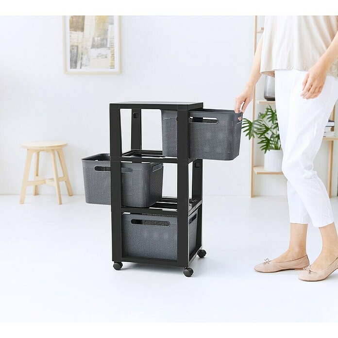 Rotho Aufbewahrungsbox Brisen mit Tower (L x B x H: 366 x 296 x 770 mm, Kunststoff, Anthrazit) | BAUHAUS