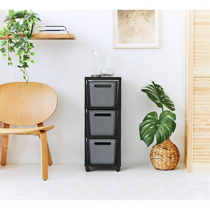 Rotho Aufbewahrungsbox Brisen mit Tower (L x B x H: 366 x 296 x 770 mm, Kunststoff, Anthrazit) | BAUHAUS