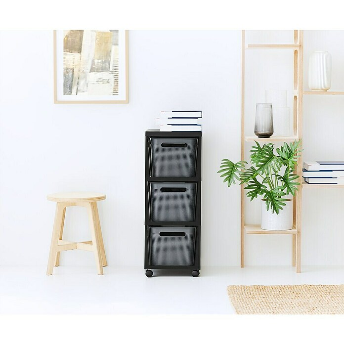 Rotho Aufbewahrungsbox Brisen mit Tower (L x B x H: 366 x 296 x 770 mm, Kunststoff, Anthrazit) | BAUHAUS
