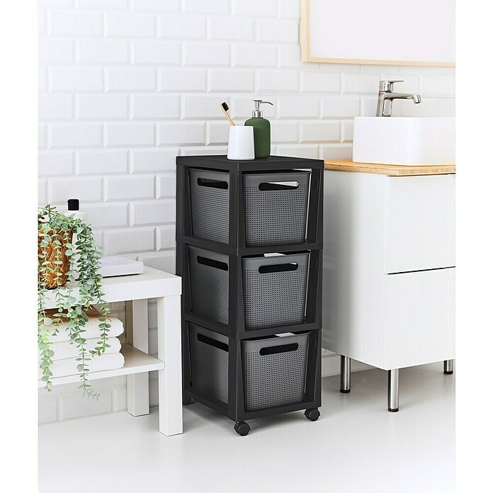 Rotho Aufbewahrungsbox Brisen mit Tower (L x B x H: 366 x 296 x 770 mm, Kunststoff, Anthrazit) | BAUHAUS