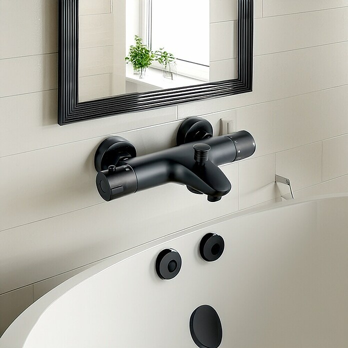 Universal de Grifería New Design Grifo termostático de bañera (Negro, Mate) | BAUHAUS