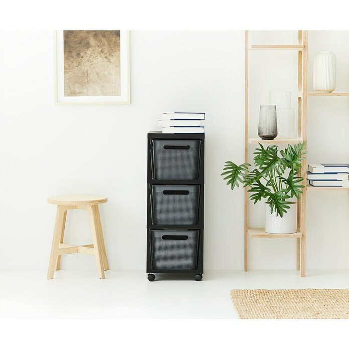 Rotho Aufbewahrungsbox Brisen mit Tower (L x B x H: 366 x 296 x 770 mm, Kunststoff, Anthrazit) | BAUHAUS