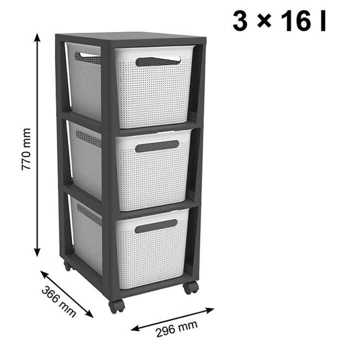 Rotho Aufbewahrungsbox Brisen mit Tower (L x B x H: 366 x 296 x 770 mm, Kunststoff, Weiß) | BAUHAUS