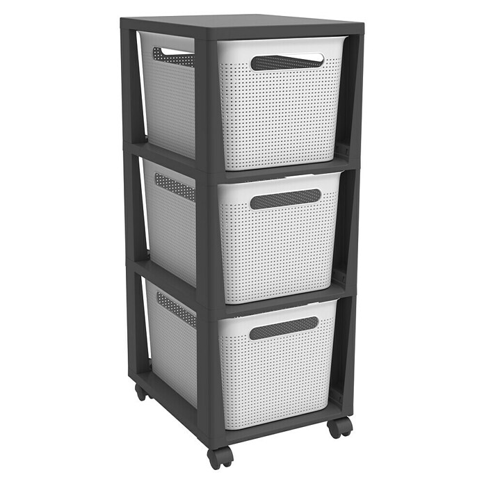 Rotho Aufbewahrungsbox Brisen mit Tower (L x B x H: 366 x 296 x 770 mm, Kunststoff, Weiß) | BAUHAUS