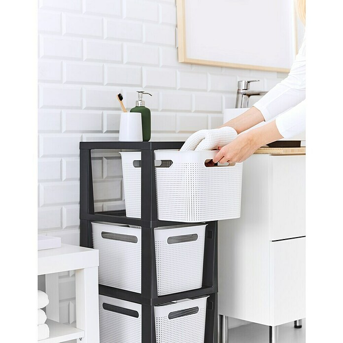 Rotho Aufbewahrungsbox Brisen mit Tower (L x B x H: 366 x 296 x 770 mm, Kunststoff, Weiß) | BAUHAUS