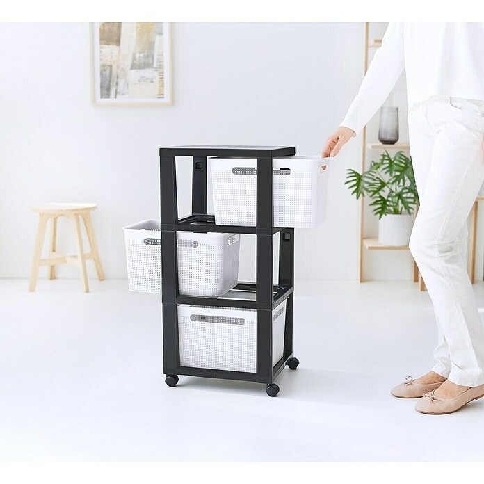 Rotho Aufbewahrungsbox Brisen mit Tower (L x B x H: 366 x 296 x 770 mm, Kunststoff, Weiß) | BAUHAUS