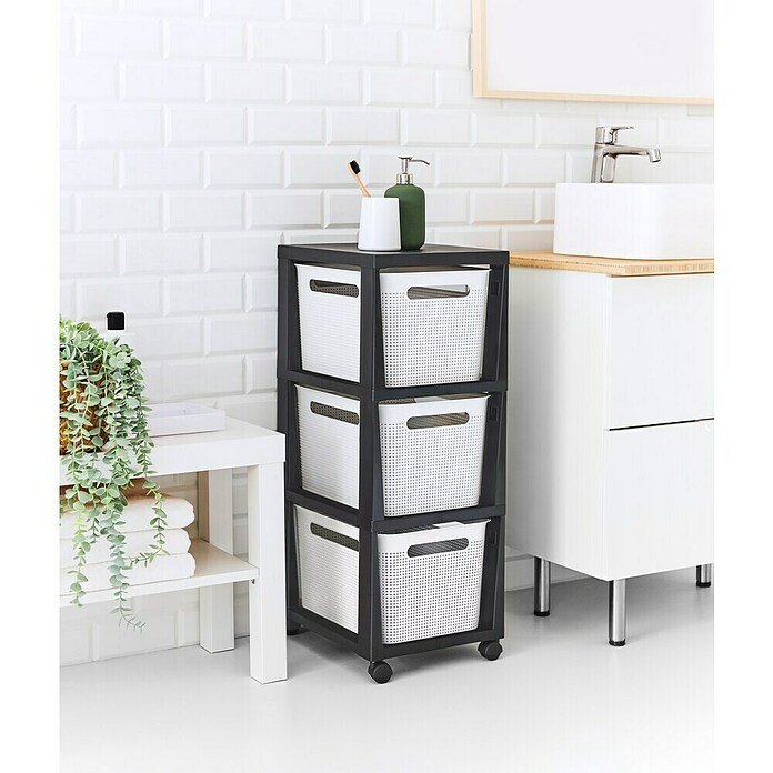 Rotho Aufbewahrungsbox Brisen mit Tower (L x B x H: 366 x 296 x 770 mm, Kunststoff, Weiß) | BAUHAUS