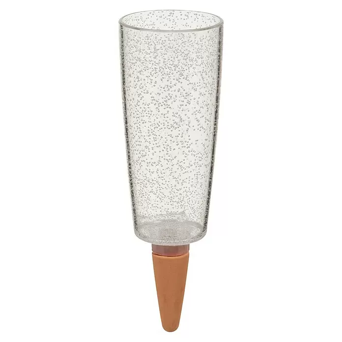 Scheurich Wasserspender Copa - 500 ml, Clear - Klarglas-Selbstbewässerungskugel mit Blasen und Terrakottaspitze.