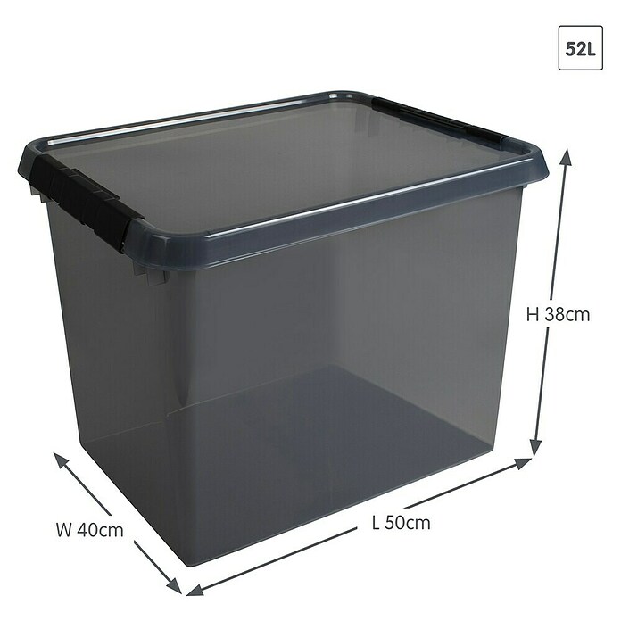 Sunware Opbergbox Comfort Line (l x b x h: 50 x 40 x 38 cm, Transparant grijs, Kunststof) | BAUHAUS