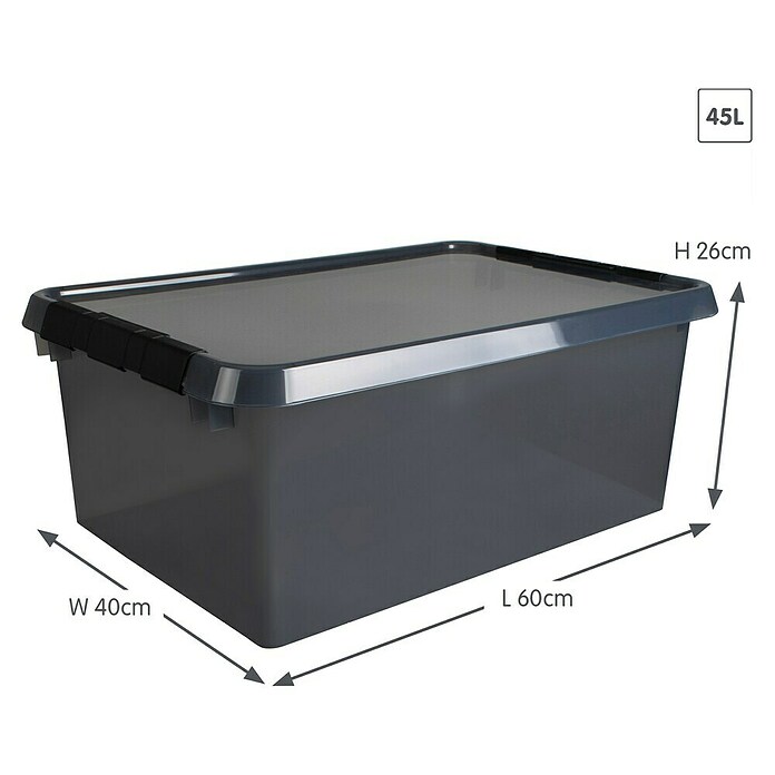 Sunware Opbergbox Comfort Line (l x b x h: 60 x 40 x 26 cm, Transparant grijs, Kunststof) | BAUHAUS