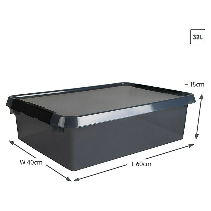 Sunware Opbergbox Comfort Line (l x b x h: 60 x 40 x 18 cm, Transparant grijs, Kunststof) | BAUHAUS
