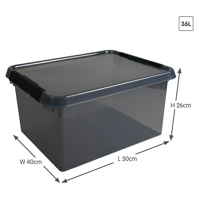 Sunware Opbergbox Comfort Line (l x b x h: 50 x 40 x 26 cm, Transparant grijs, Kunststof) | BAUHAUS