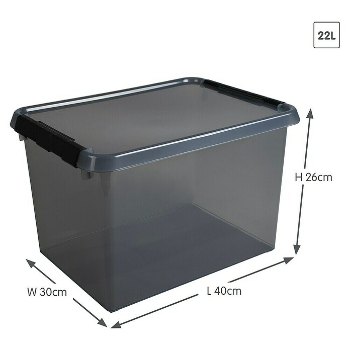 Sunware Opbergbox Comfort Line (l x b x h: 40 x 30 x 26 cm, Transparant grijs, Kunststof) | BAUHAUS