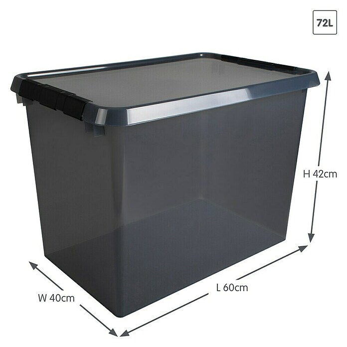 Sunware Opbergbox Comfort Line (l x b x h: 60 x 40 x 42 cm, Transparant grijs, Kunststof) | BAUHAUS