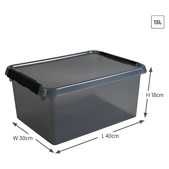 Sunware Opbergbox Comfort Line (l x b x h: 40 x 30 x 18 cm, Transparant grijs, Kunststof) | BAUHAUS