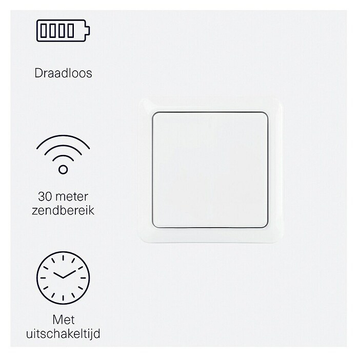 KlikAanKlikUit Draadloze wandschakelaar AWST-8900 (l x b x h: 8 x 8 x 1,7 cm, Reikwijdte detectiebereik: 30 m) | BAUHAUS
