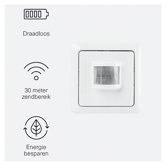 KlikAanKlikUit Draadloze bewegingsensor (Wit, Reikwijdte detectiebereik: 30 m, Detectiehoek: 60 °) | BAUHAUS