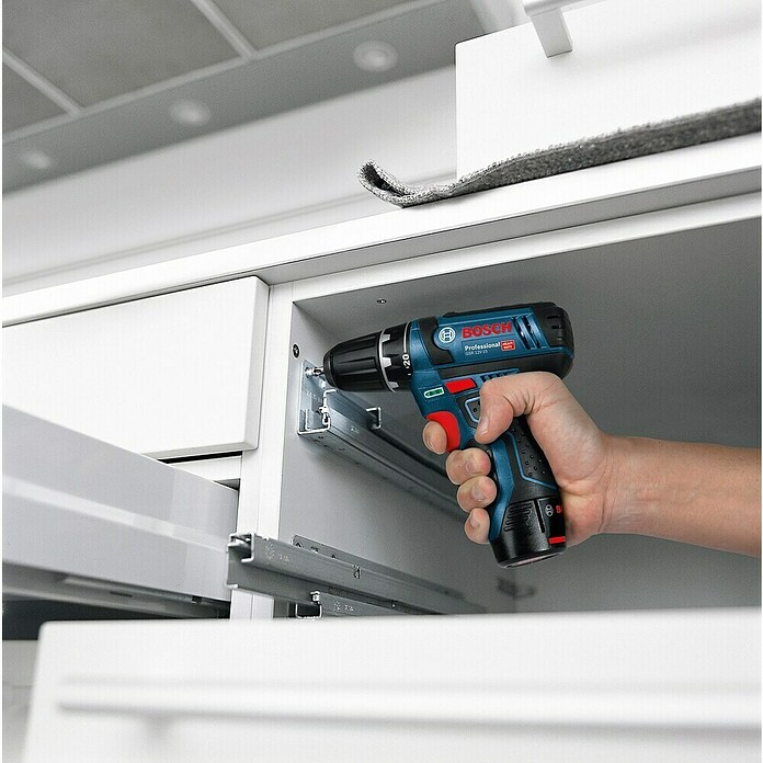 Bosch Professional Akku-Bohrschrauber GSR 12V-15 (12 V, Li-Ionen, Ohne Akku, Leerlaufdrehzahl: 0 U/min - 1.300 U/min)