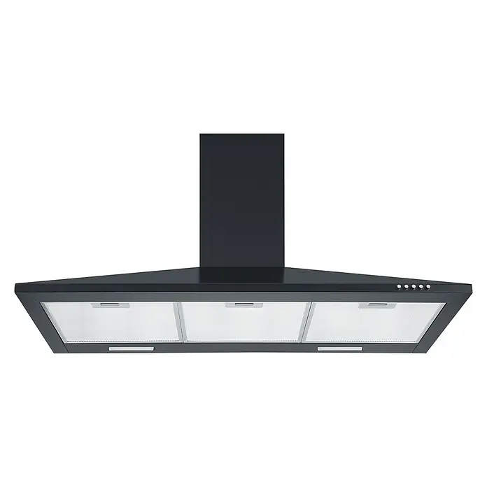 Respekta Kaminhaube Karena - Breite: 90 cm, Max. Gebläseleistung Abluftbetrieb: 326,3 m³/h, Schwarz - Eine Dunstabzugshaube in modernem Design mit drei Filtern und Bedienelementen an der Seite, ideal für jede Küche.