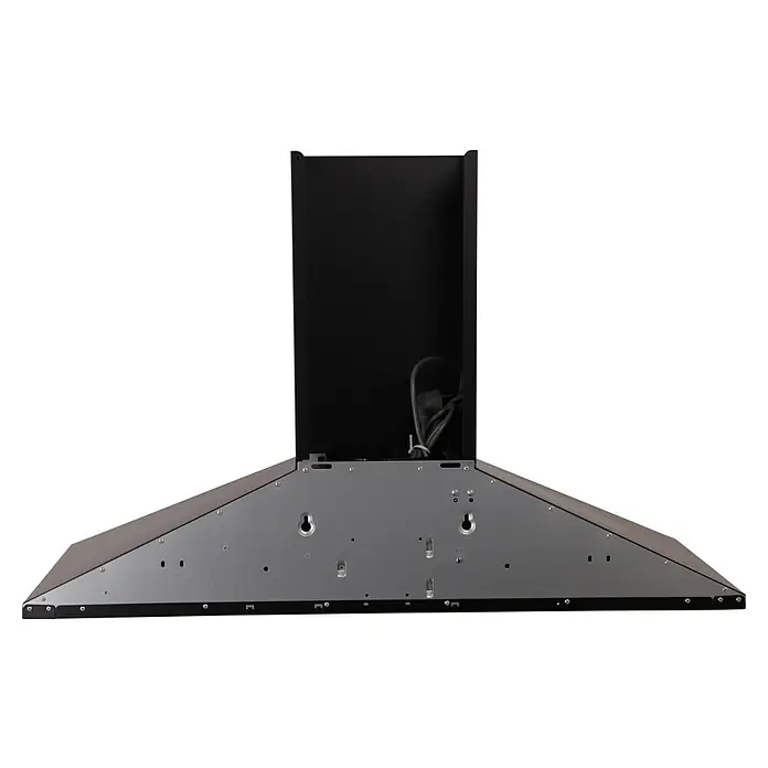 Respekta Kaminhaube Karena - Breite: 90 cm, Max. Gebläseleistung Abluftbetrieb: 326,3 m³/h, Schwarz - Eine Nahaufnahme einer Dunstabzugshaube. Das Design ist modern und funktional, ideal für jede Küche.