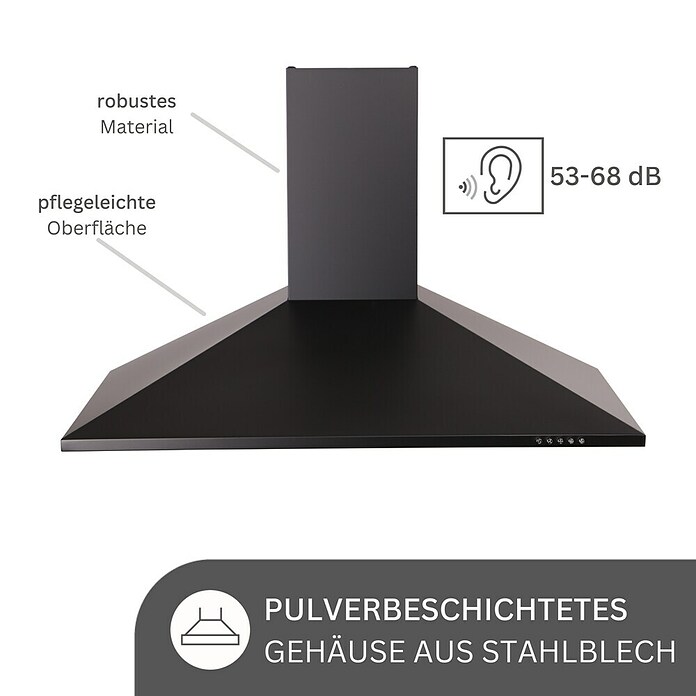 Respekta Kaminhaube Karena (Breite: 90 cm, Max. Gebläseleistung Abluftbetrieb: 326,3 m³/h, Schwarz) | BAUHAUS