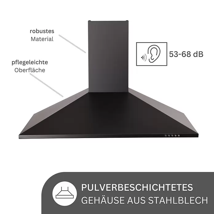 Respekta Kaminhaube KarenaBreite: 90 cm, Max. Gebläseleistung Abluftbetrieb: 326,3 m³/h, Schwarz