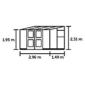 Juliana Gewächshaus Veranda (1,49 x 2,96 x 2,31 m, Sicherheitsglas, Glasstärke: 3 mm, Silber)