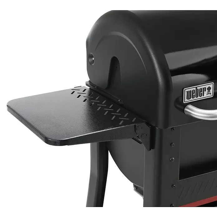 Weber Seitentisch Searwood - Passend für: Weber Pelletgrill Searwood/Searwood XL, Stahl - Schwarzer Weber Grill mit strukturierter Seitenablage und Metallgriff.